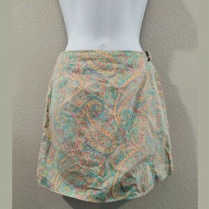 Li2sport Skort Womens 2 Petite Paisley Multicolor Blue Skirt 100% Cotton